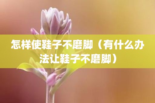 怎样使鞋子不磨脚（有什么办法让鞋子不磨脚）