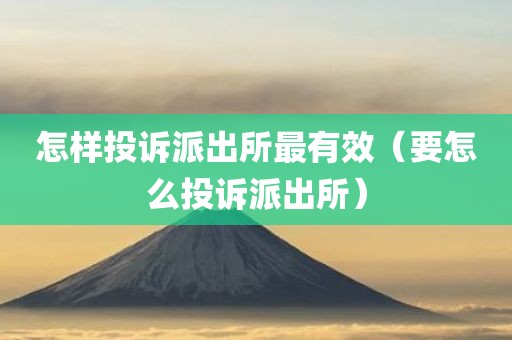 怎样投诉派出所最有效（要怎么投诉派出所）