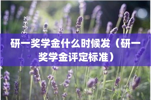 研一奖学金什么时候发（研一奖学金评定标准）