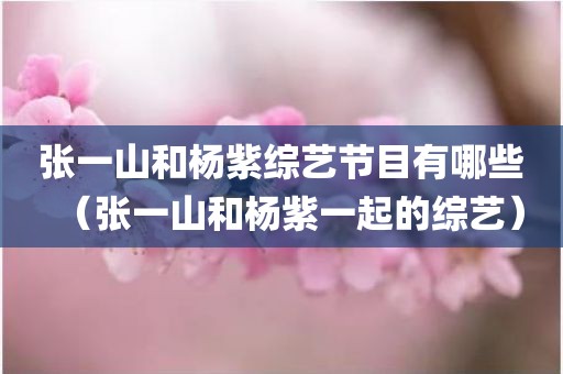 张一山和杨紫综艺节目有哪些（张一山和杨紫一起的综艺）