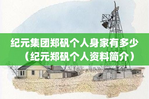 纪元集团郑矾个人身家有多少（纪元郑矾个人资料简介）