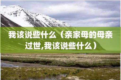 我该说些什么(亲家母的母亲过世,我该说些什么)