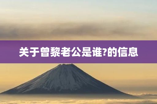 关于曾黎老公是谁?的信息