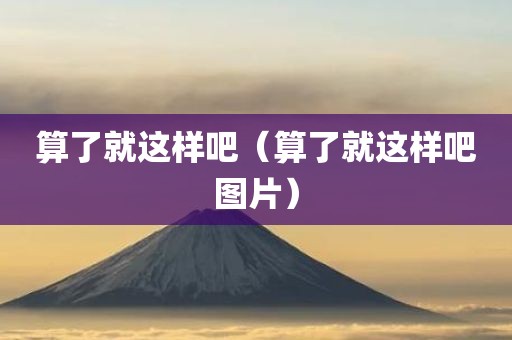 算了就这样吧(算了就这样吧图片)