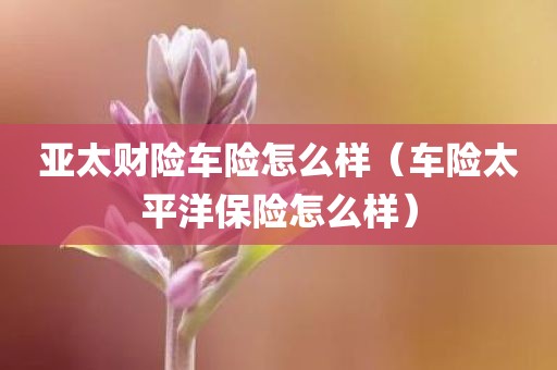 亚太财险车险怎么样（车险太平洋保险怎么样）