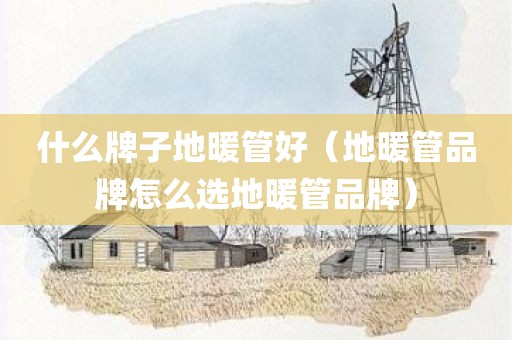 什么牌子地暖管好（地暖管品牌怎么选地暖管品牌）