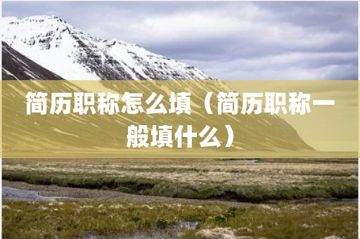 简历职称怎么填（简历职称一般填什么）