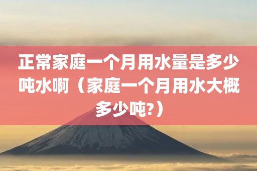 正常家庭一个月用水量是多少吨水啊(家庭一个月用水大概多少吨?)