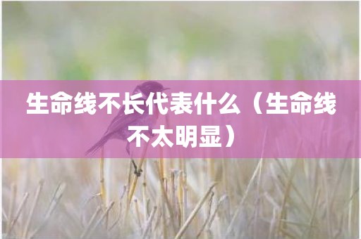 生命线不长代表什么（生命线不太明显）