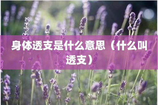 身体透支是什么意思（什么叫透支）