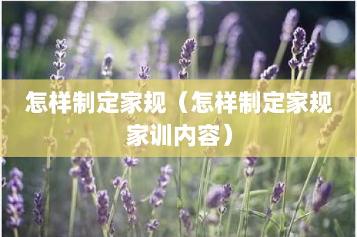 怎样制定家规（怎样制定家规家训内容）