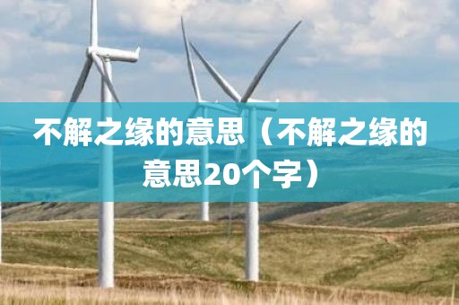 不解之缘的意思(不解之缘的意思20个字)