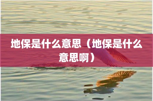 地保是什么意思（地保是什么意思啊）