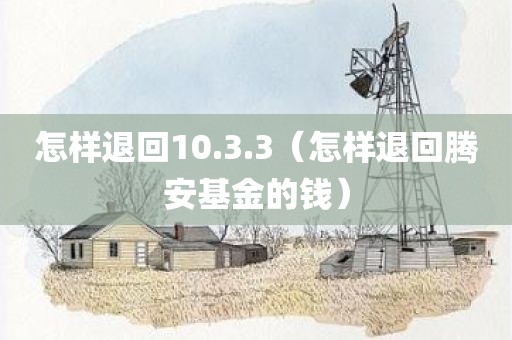怎样退回10.3.3（怎样退回腾安基金的钱）