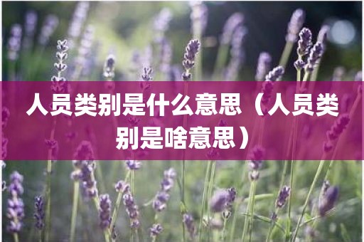 人员类别是什么意思（人员类别是啥意思）