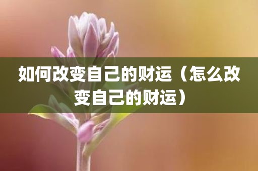 如何改变自己的财运（怎么改变自己的财运）