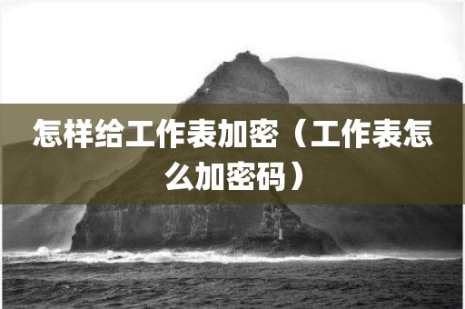 怎样给工作表加密（工作表怎么加密码）