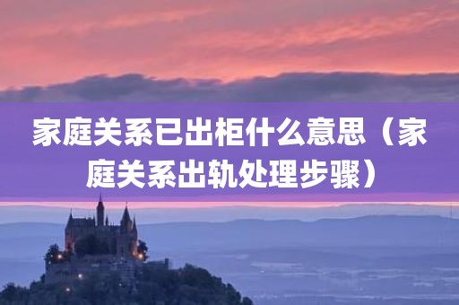 家庭关系已出柜什么意思（家庭关系出轨处理步骤）