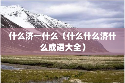 什么济一什么(什么什么济什么成语大全)