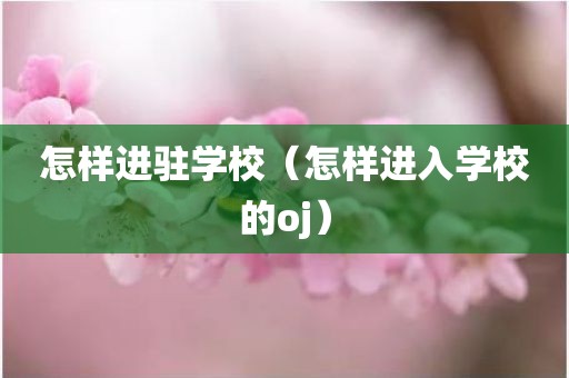 怎样进驻学校（怎样进入学校的oj）