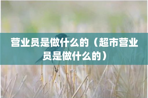 营业员是做什么的（超市营业员是做什么的）