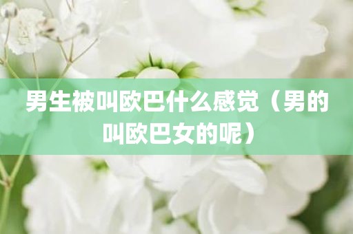 男生被叫欧巴什么感觉（男的叫欧巴女的呢）