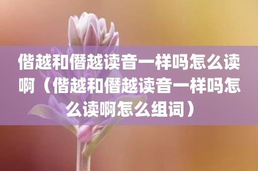 偕越和僭越读音一样吗怎么读啊（偕越和僭越读音一样吗怎么读啊怎么组词）