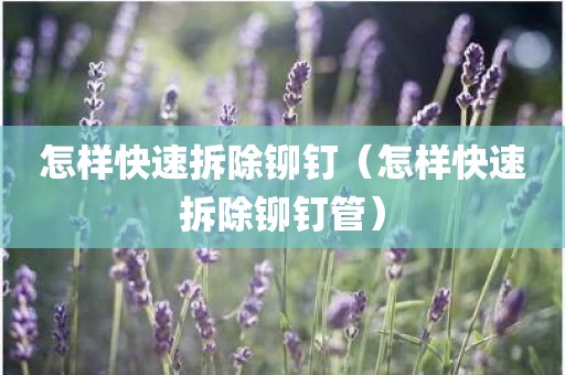 怎样快速拆除铆钉（怎样快速拆除铆钉管）