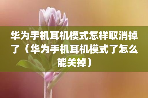 华为手机耳机模式怎样取消掉了（华为手机耳机模式了怎么能关掉）
