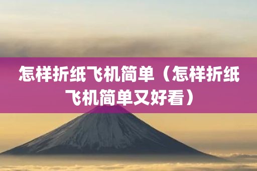 怎样折纸飞机简单（怎样折纸飞机简单又好看）