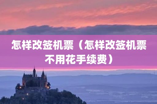 怎样改签机票（怎样改签机票不用花手续费）