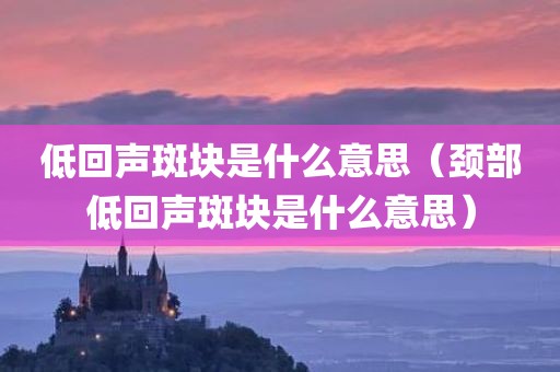 低回声斑块是什么意思（颈部低回声斑块是什么意思）