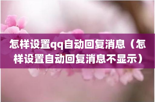 怎样设置qq自动回复消息（怎样设置自动回复消息不显示）