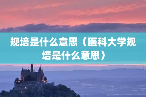规培是什么意思（医科大学规培是什么意思）