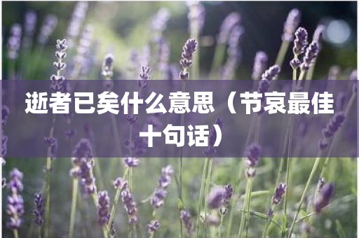逝者已矣什么意思（节哀最佳十句话）