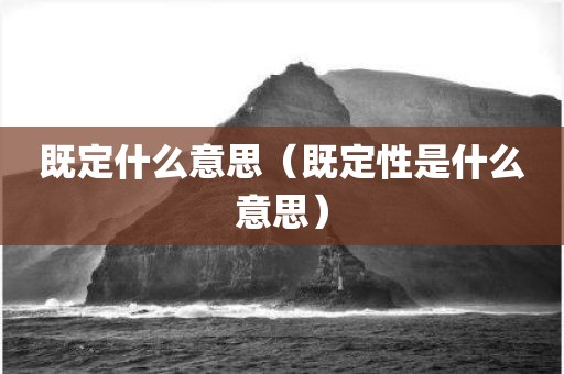 既定什么意思（既定性是什么意思）