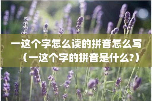 一这个字怎么读的拼音怎么写(一这个字的拼音是什么?)