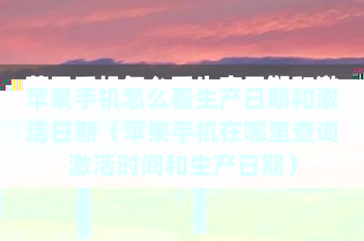 苹果手机怎么看生产日期和激活日期（苹果手机在哪里查询激活时间和生产日期）