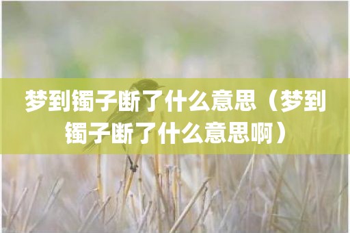 梦到镯子断了什么意思（梦到镯子断了什么意思啊）