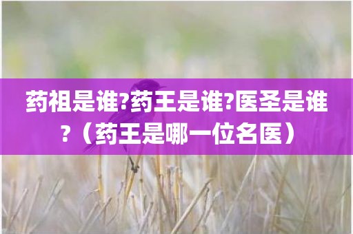 药祖是谁?药王是谁?医圣是谁?（药王是哪一位名医）