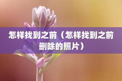 怎样找到之前（怎样找到之前删除的照片）