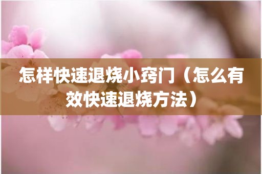 怎样快速退烧小窍门（怎么有效快速退烧方法）