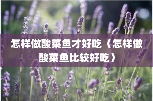 怎样做酸菜鱼才好吃（怎样做酸菜鱼比较好吃）