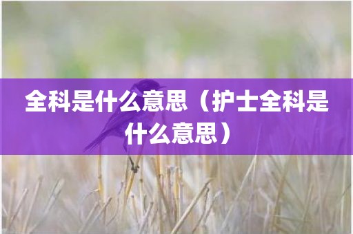 全科是什么意思(护士全科是什么意思) 全科是什么意思(护士全科是什么意思)