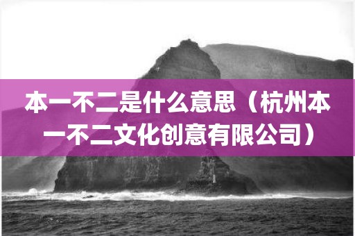 本一不二是什么意思（杭州本一不二文化创意有限公司）