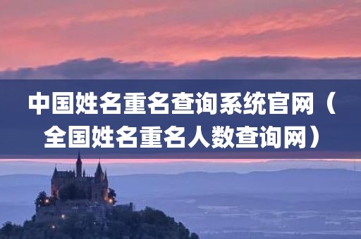 中国姓名重名查询系统官网（全国姓名重名人数查询网）