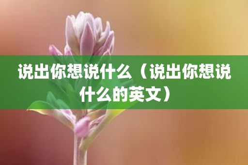 说出你想说什么(说出你想说什么的英文) 说出你想说什么(说出你想说什么的英文)
