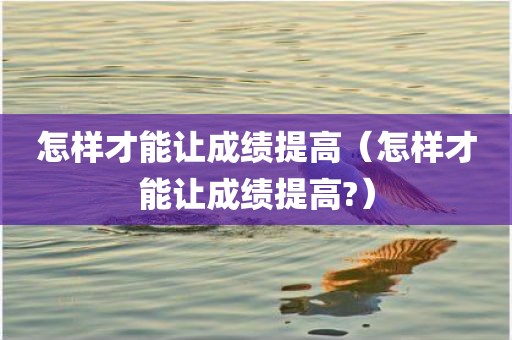 怎样才能让成绩提高（怎样才能让成绩提高?）