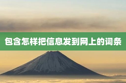 包含怎样把信息发到网上的词条
