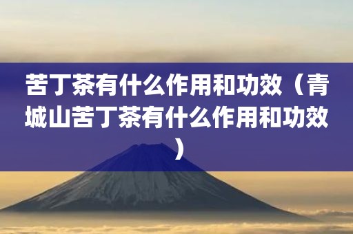 苦丁茶有什么作用和功效（青城山苦丁茶有什么作用和功效）